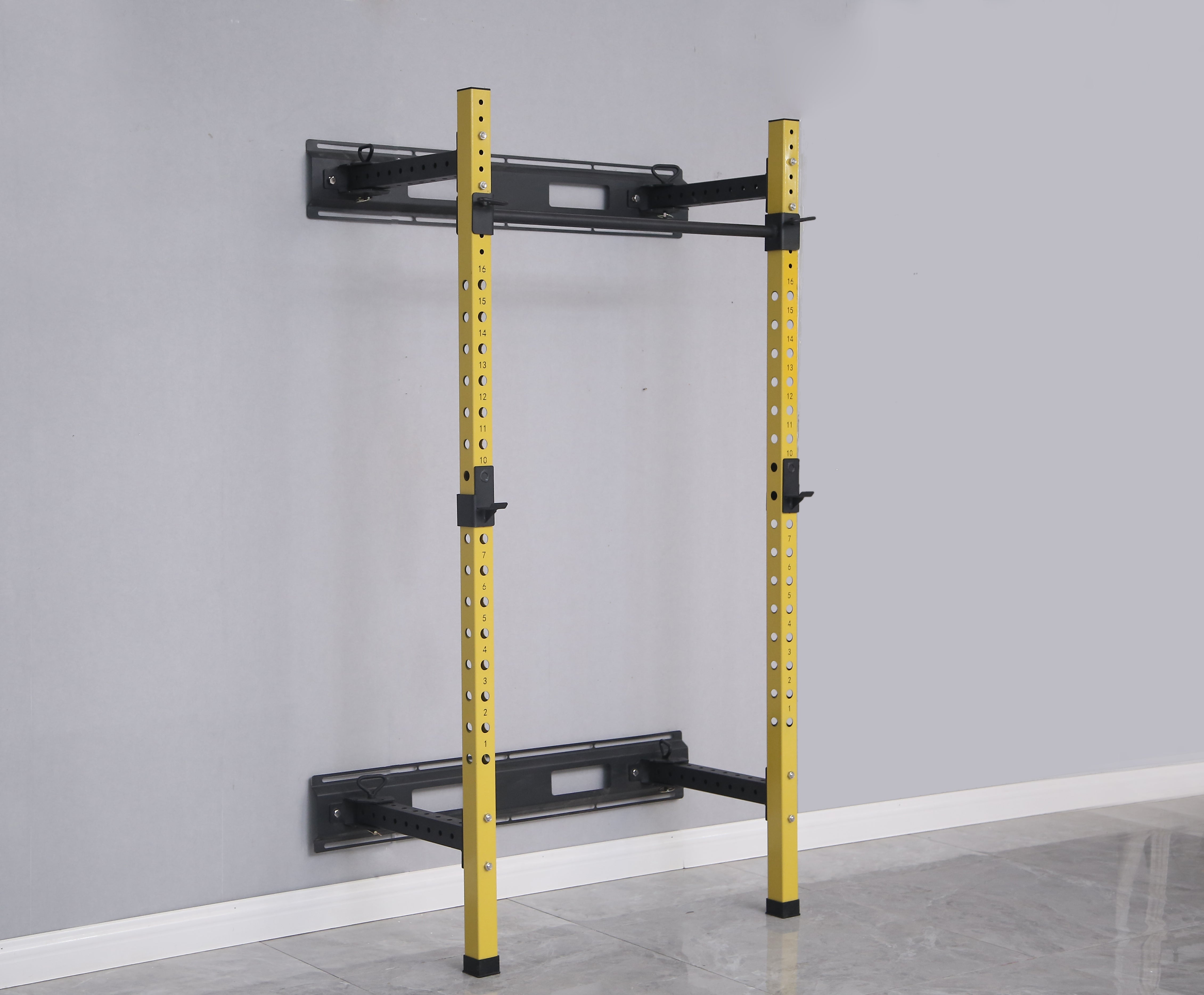 Gym; Home Gym; Garage Gym; Sports; Workout; Exercise; Exercise Equipment; Fitness; Health; Strength & Conditioning; Strength Training; Wall Mount; Power Rack; Wall Mounted Power Rack; Spotter Arms; Y Dip Bar