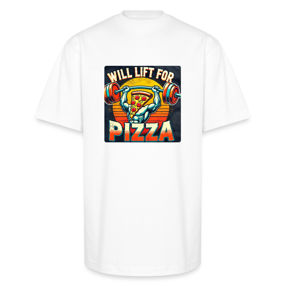 Will Lift for Pizza Oversized Heavyweight Tee - white