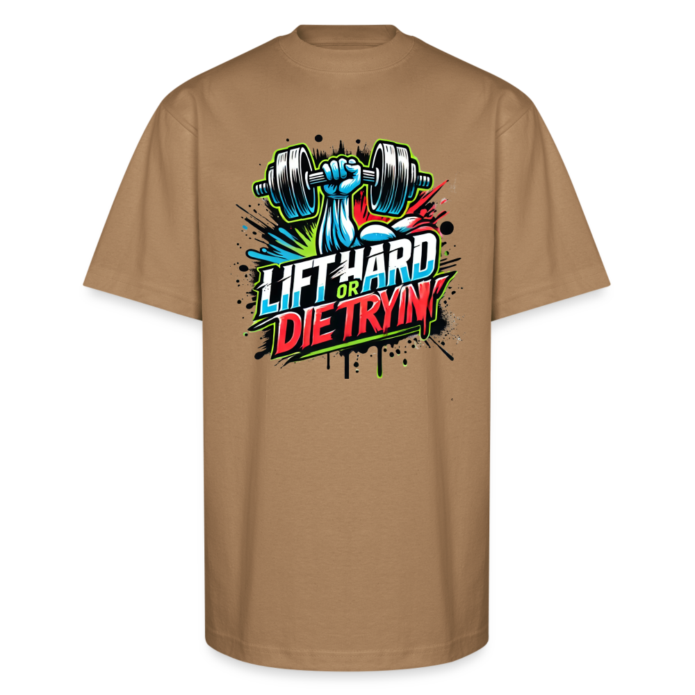 Lift Hard or Die Tryin' Oversized Heavy Tee - khaki