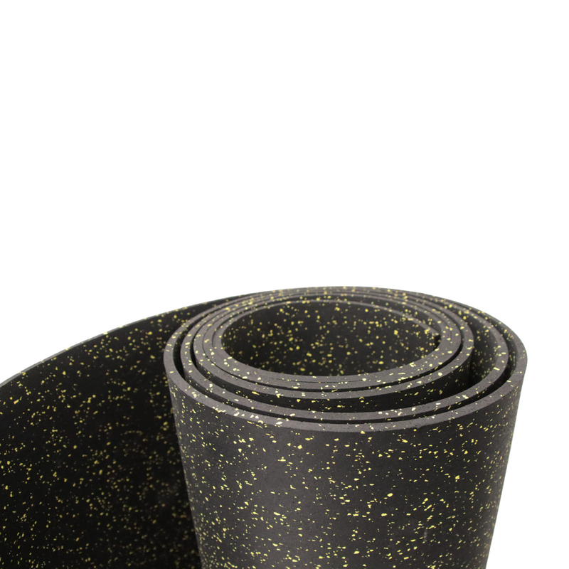 HulkFit 8mm Rubber Floor Gym Mats - Black with 10% Yellow Flecks