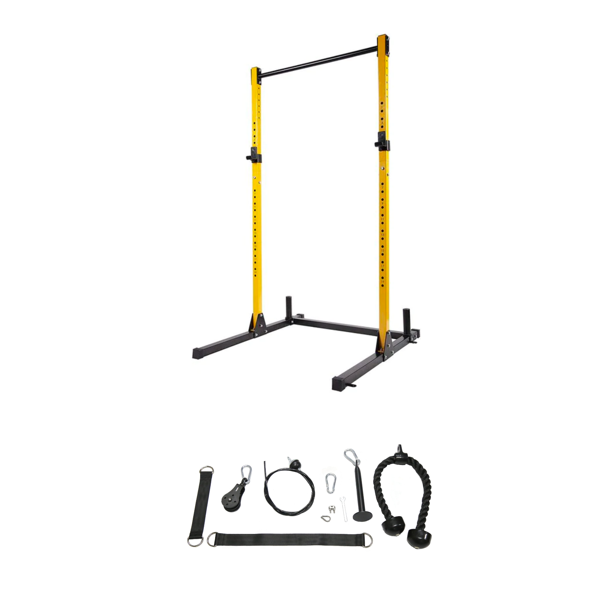Gym; Home Gym; Garage Gym; Health; Exercise; Exercise Equipment; Fitness; Strength & Conditioning; Strength Training; Attachments; Accessories; Squat Stand; Squat Rack; Cable Machine; Cable Attachments; Cable Pulley System